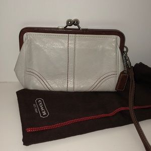 White Leather Coach Wristlet